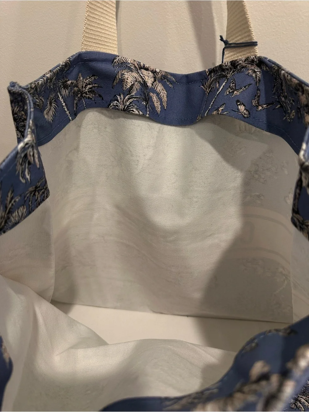 Dior Blue Floral Toile Tote with Cream Handles
